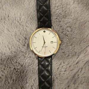 Kate Spade Gold and Black Quilted Strap Watch